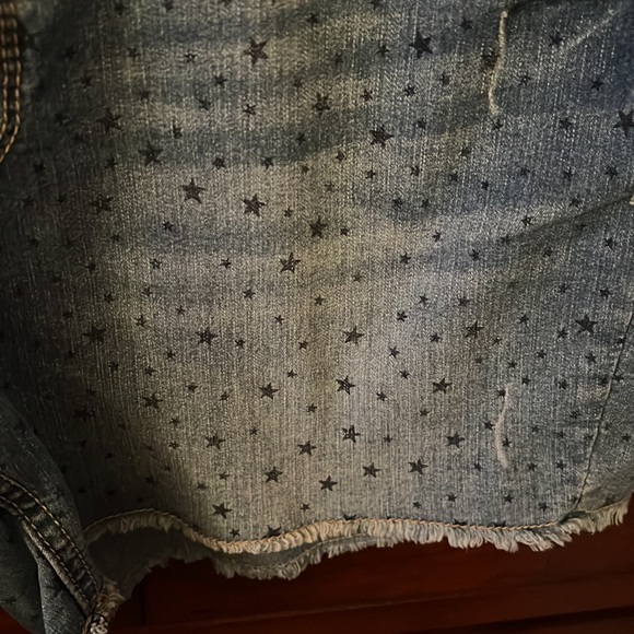 Dungaree shorts with white stars ,, - Picture 2 of 5
